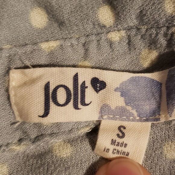 🔺️Jolt Blueish Gray Polka Dot Buttoned Top Small - Picture 6 of 8